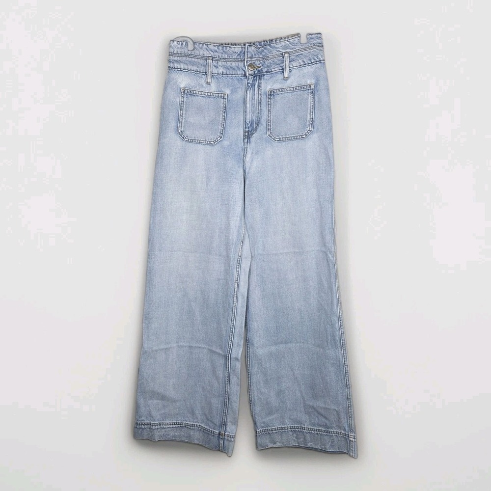 Lauren Ralph Lauren Jeans Womens 8 High Rise Wide Leg Light Wash Denim Preppy